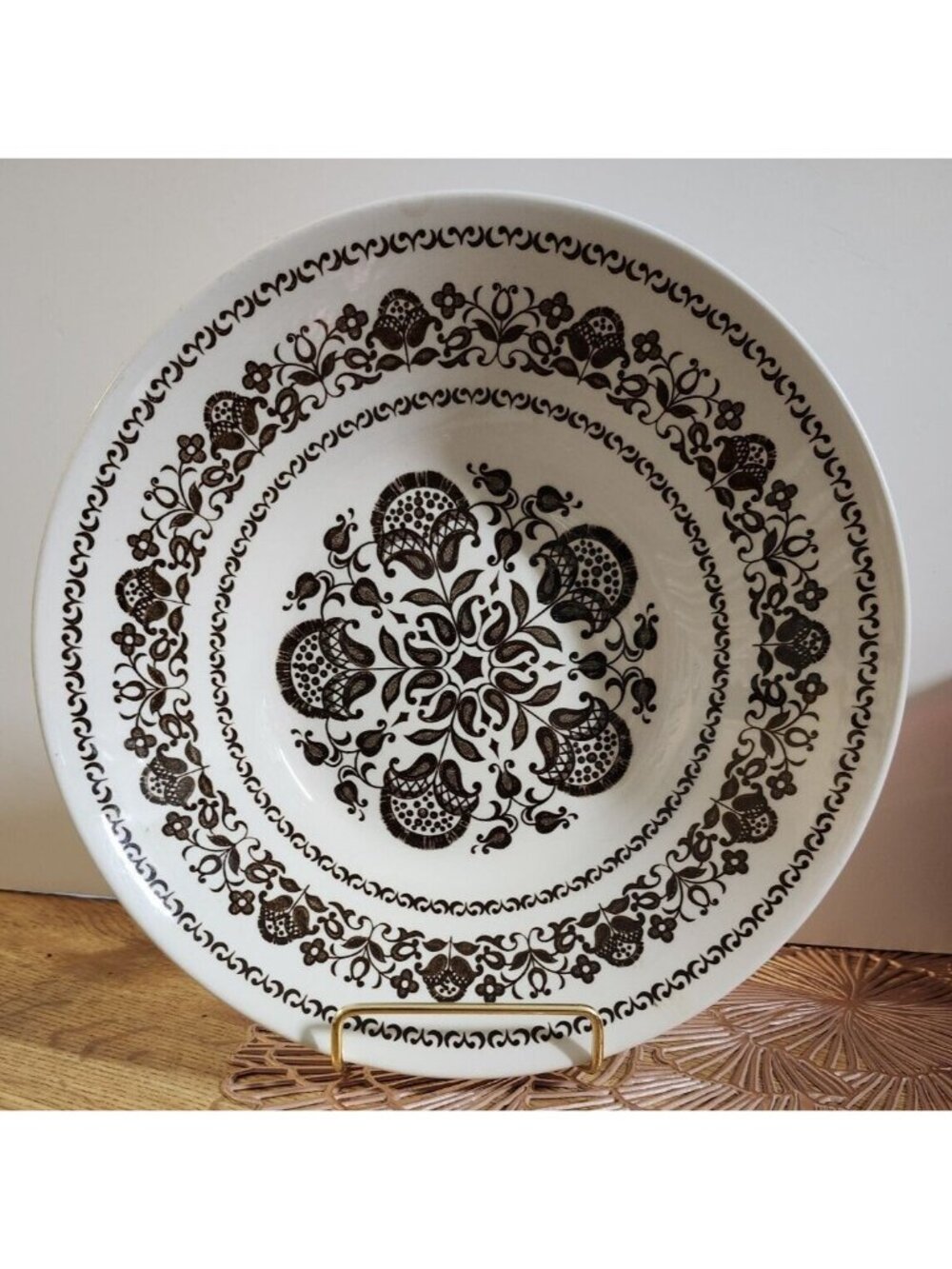 Wellesley Serving Bowl Wood & Sons 8.25" Burslem England Brown Floral